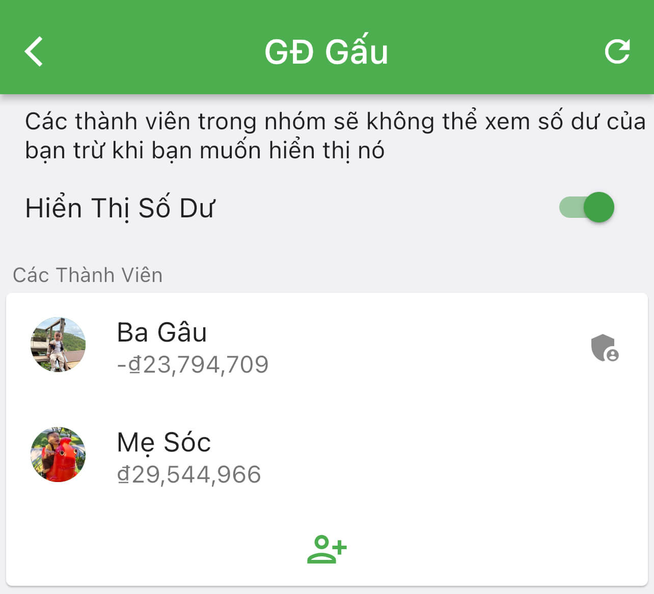 Chia sẻ giao dịch thu/chi