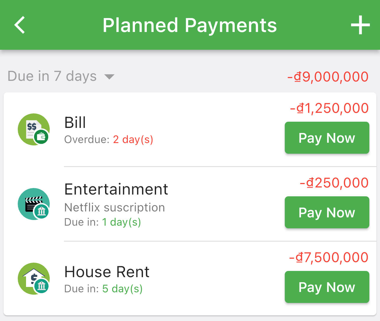 Tracking Plan Payment