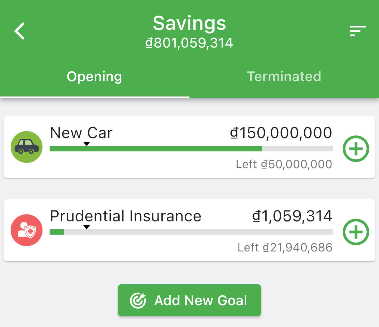 Set up savings plans